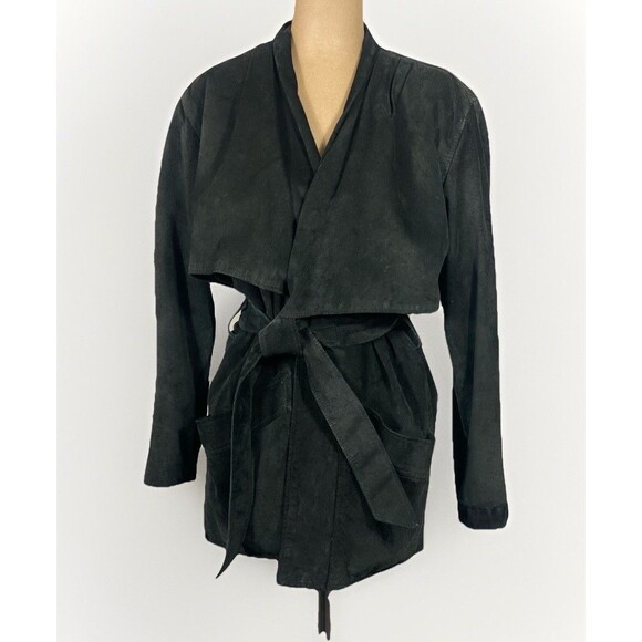 Vintage 80s Danier Black 100% Suede Wrap Jacket Boho Women’s Size XS Made In CA - Picture 1 of 9